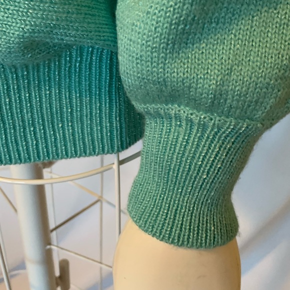 Green sweater vintage with pearl beaded designs - Picture 4 of 8